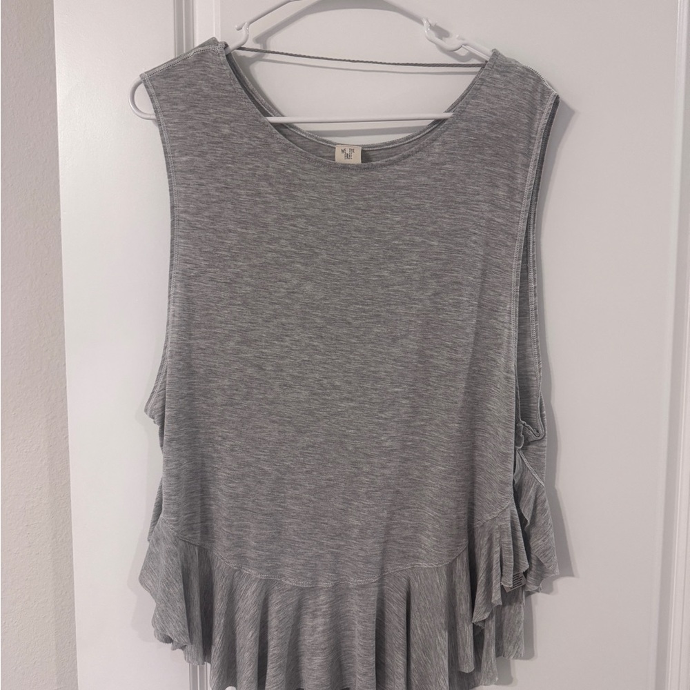 Free people Grey Ruffle Tank Top